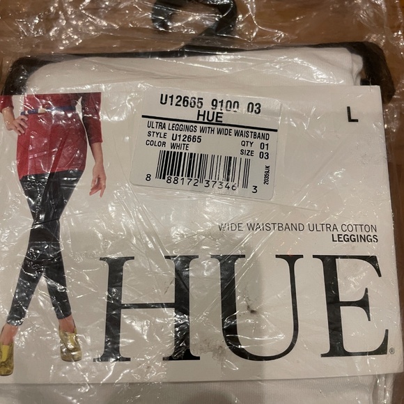 Hue White Wide Waistband Cotton Leggings - Picture 2 of 5